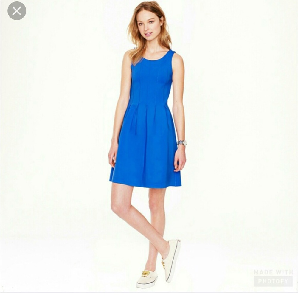 J Crew Blue Pleated Dress, size 0